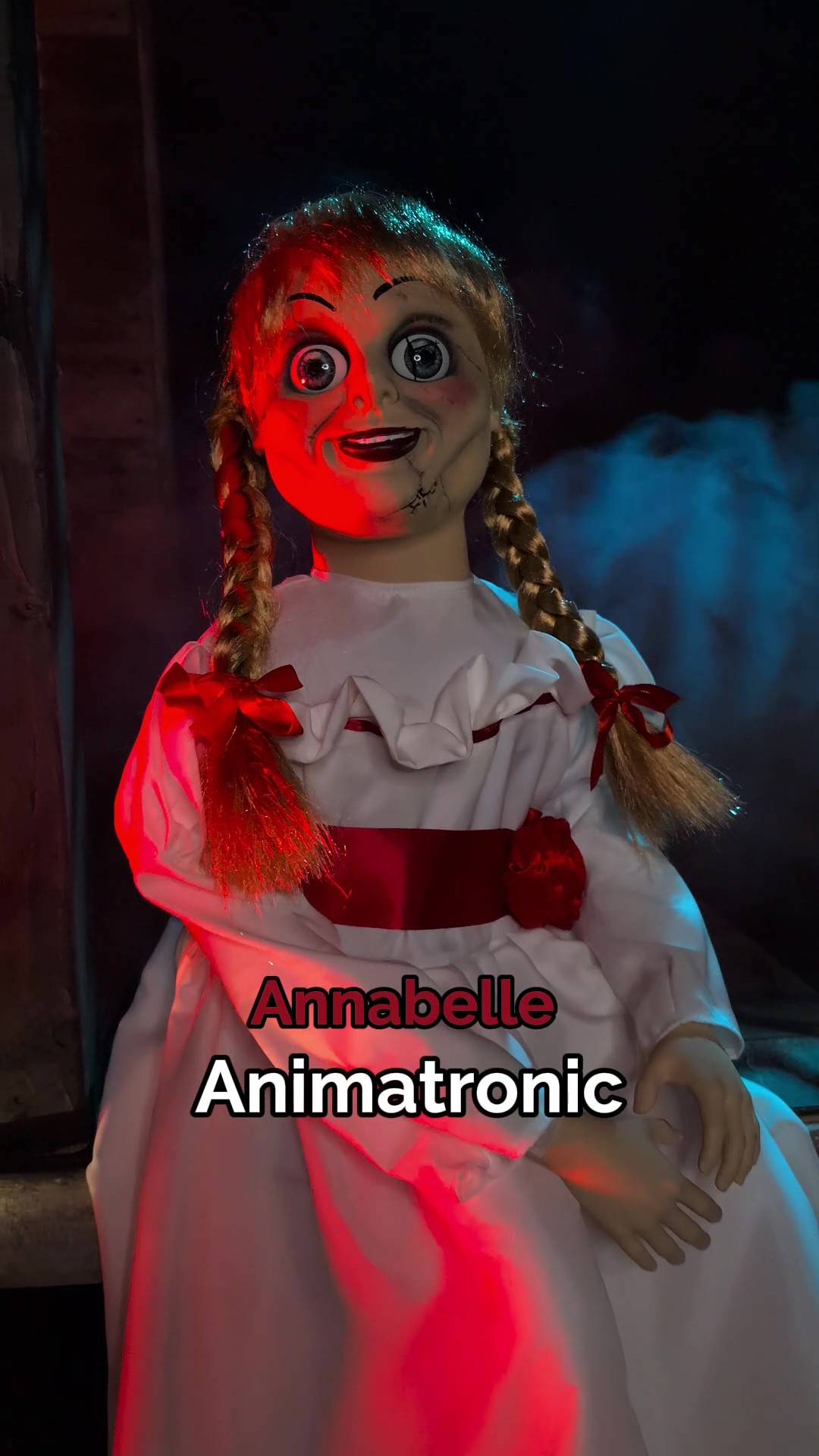 Bring pure horror home with this 25-Inch Animatronic Annabelle Doll Prop Decoration! This creepy doll stares into your soul with haunting eyes while speaking chilling phrases. Whether sitting in a dimly lit corner or as the centerpiece of your Halloween décor, this eerie figure is guaranteed to send shivers down every spine!